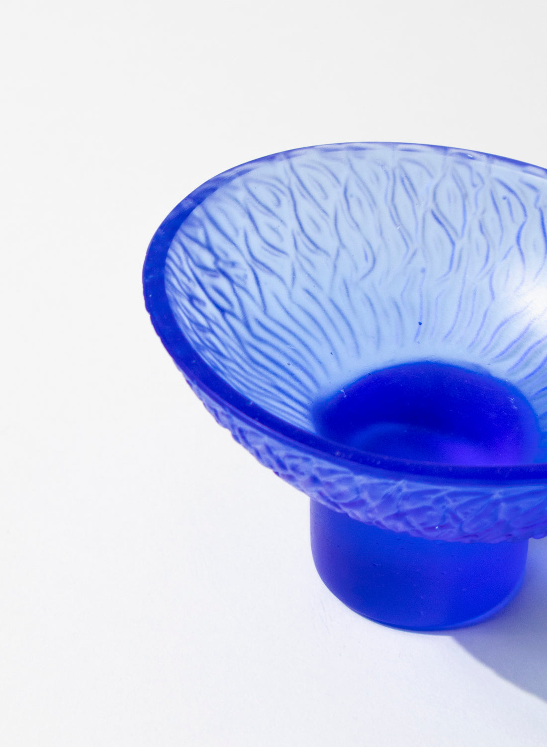 Lead Crystal Cobalt - Oval Carved Bowl