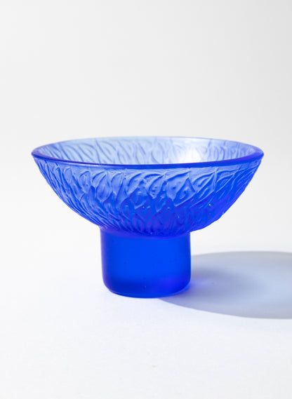 Lead Crystal Cobalt - Oval Carved Bowl