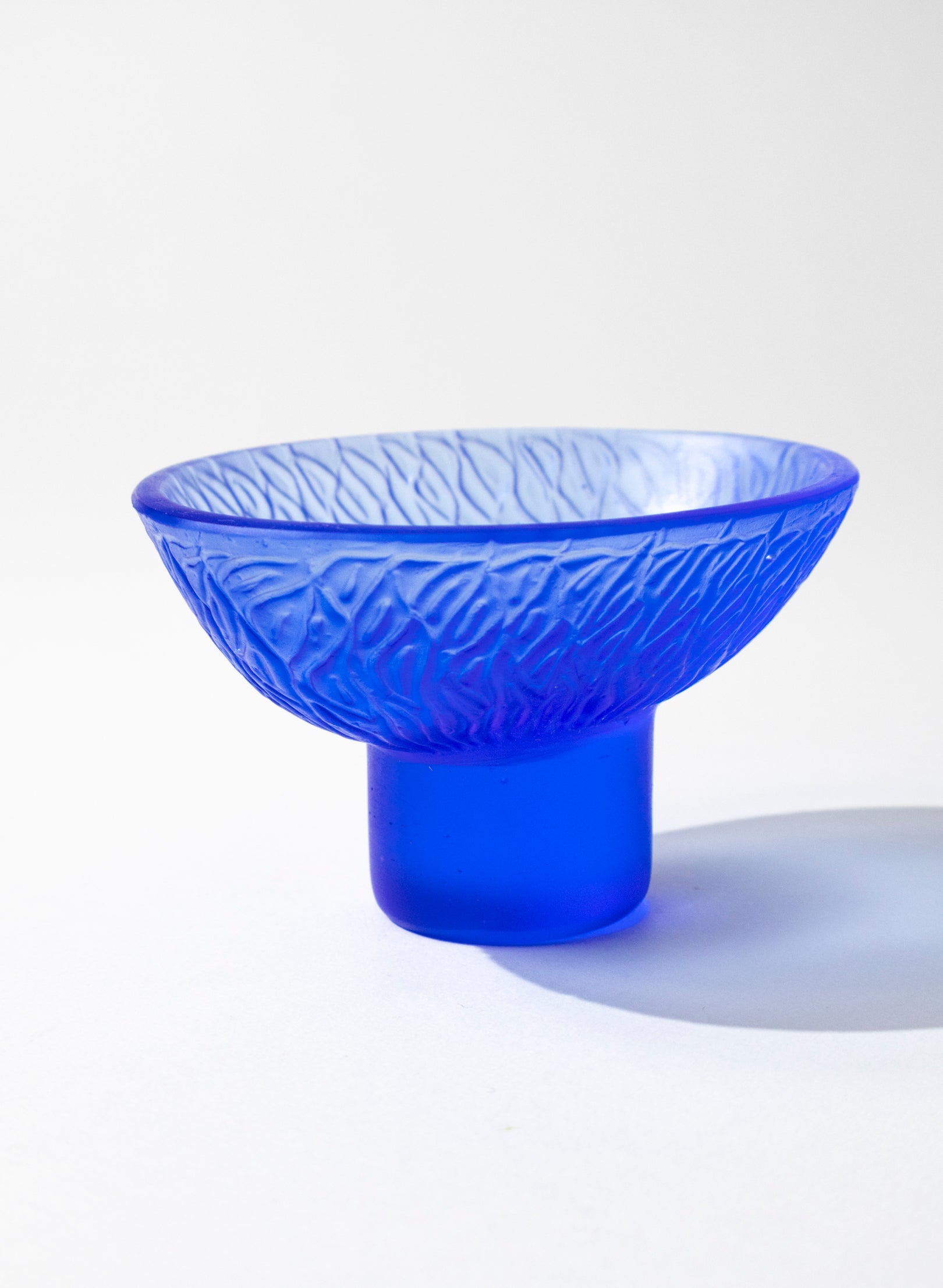 Lead Crystal Cobalt - Oval Carved Bowl