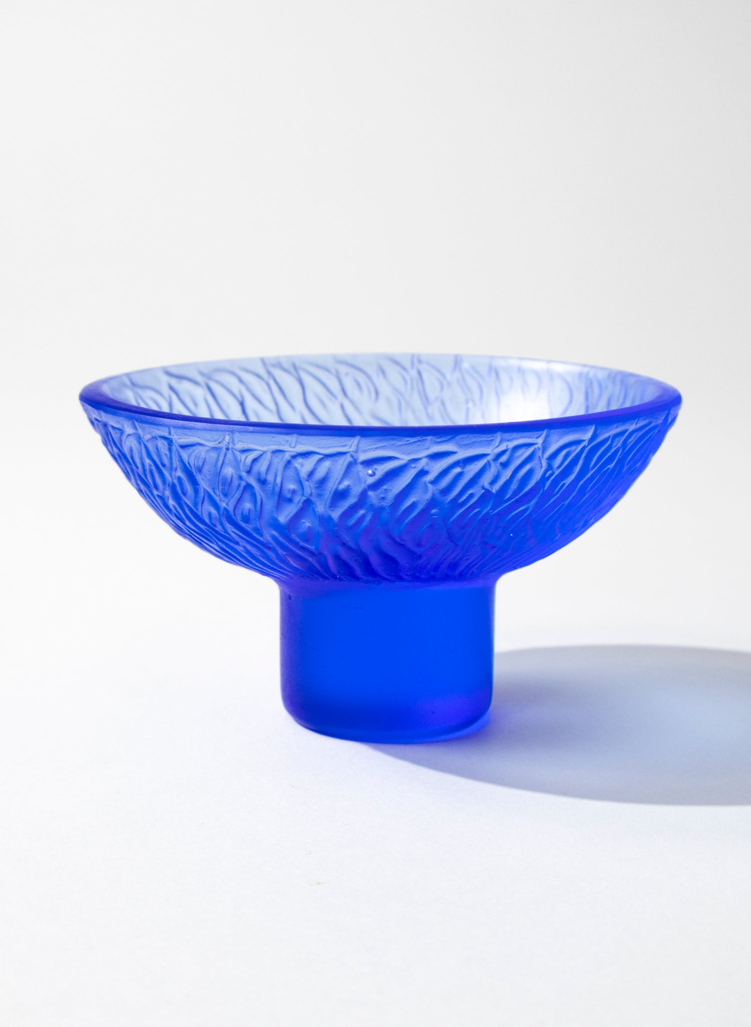 Lead Crystal Cobalt - Oval Carved Bowl