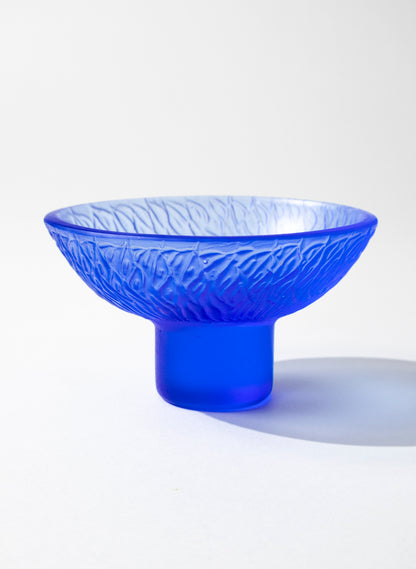 Lead Crystal Cobalt - Oval Carved Bowl