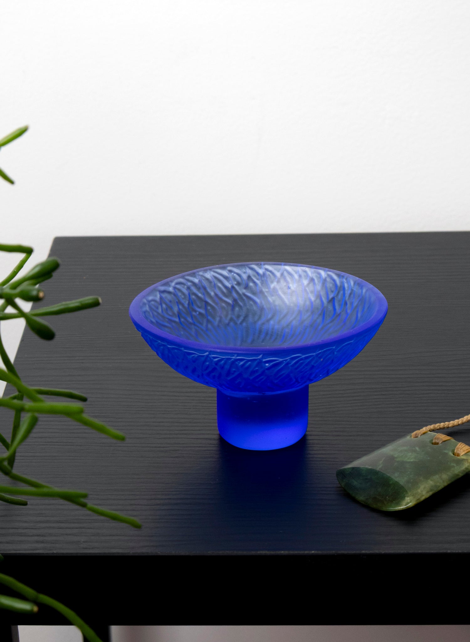 Lead Crystal Cobalt - Oval Carved Bowl