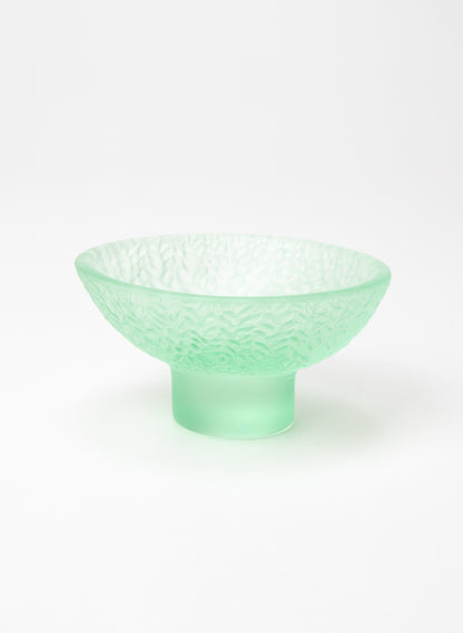 Lead Crystal Pale Lagoon - Oval Carved Bowl