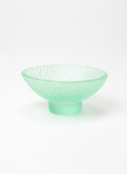 Lead Crystal Pale Lagoon - Oval Carved Bowl