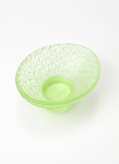 Lead Crystal Pale Lime  - Oval Carved Bowl