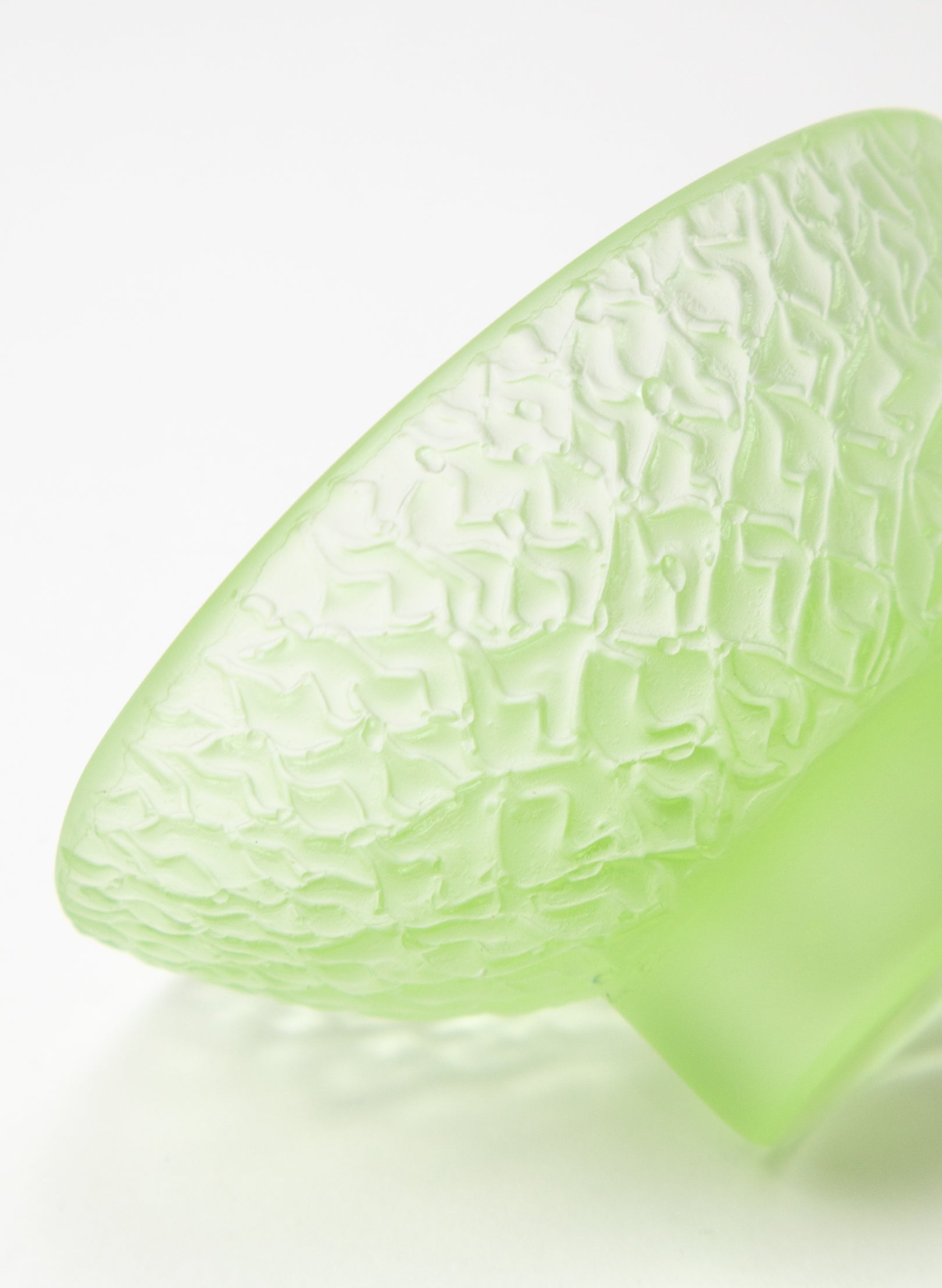 Lead Crystal Pale Lime  - Oval Carved Bowl