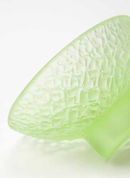 Lead Crystal Pale Lime  - Oval Carved Bowl
