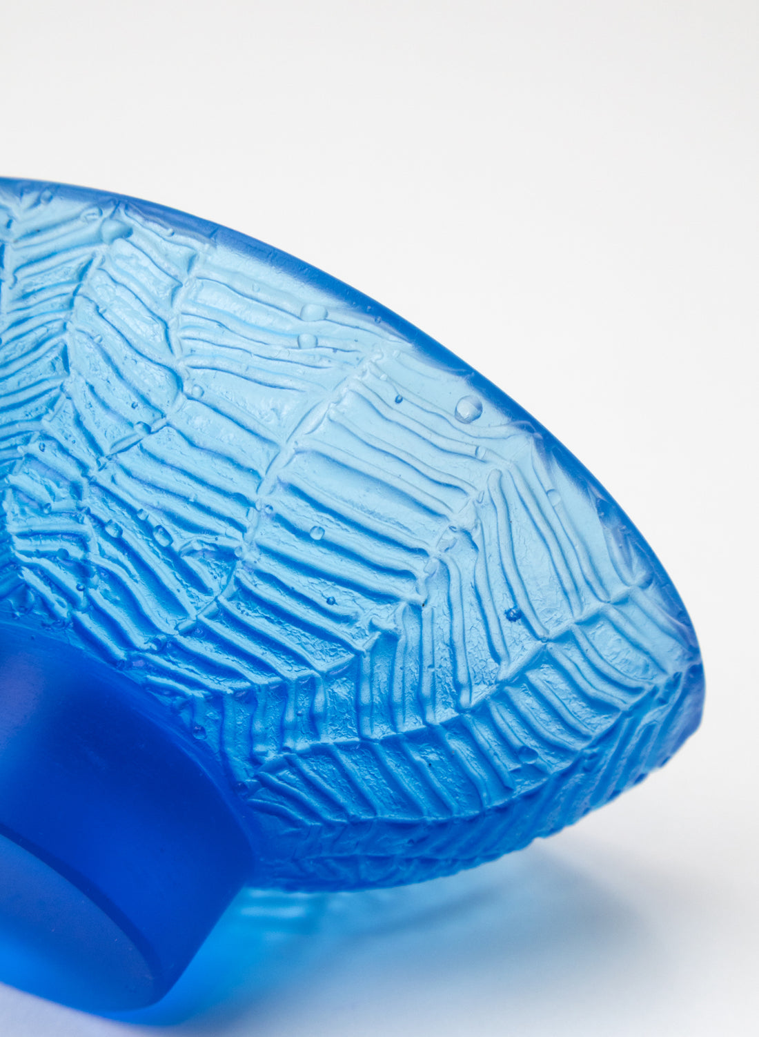 Lead Crystal Aquamarine  - Oval Carved Bowl