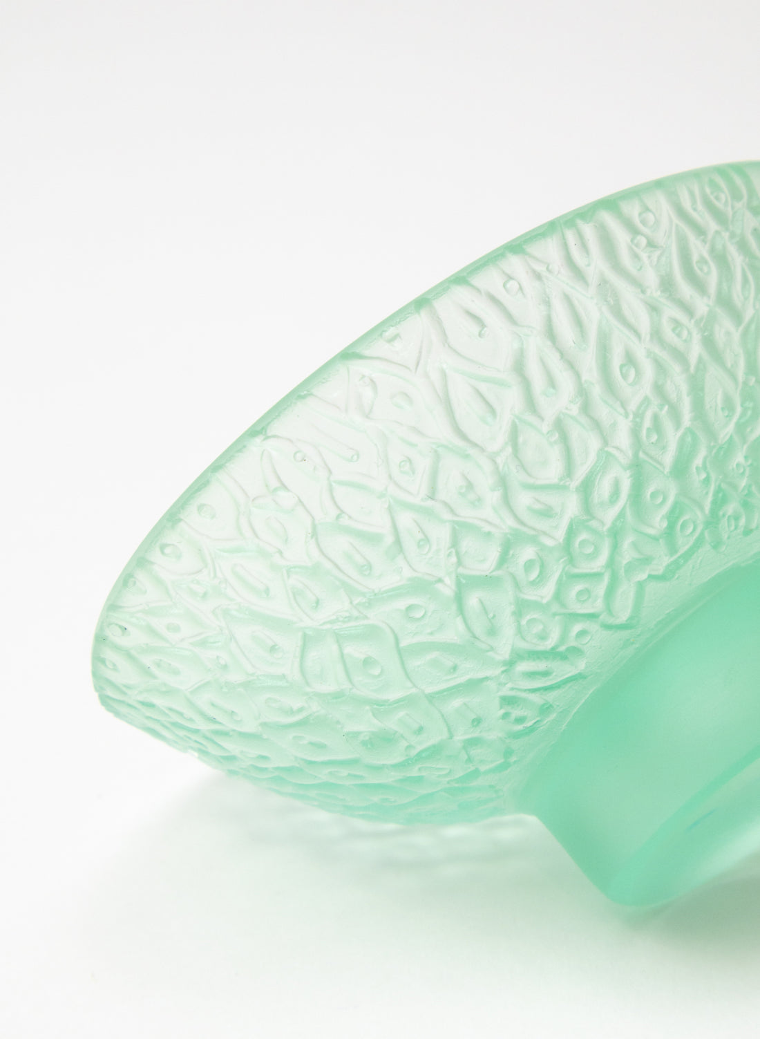 Lead Crystal Pale Lagoon - Oval Carved Bowl