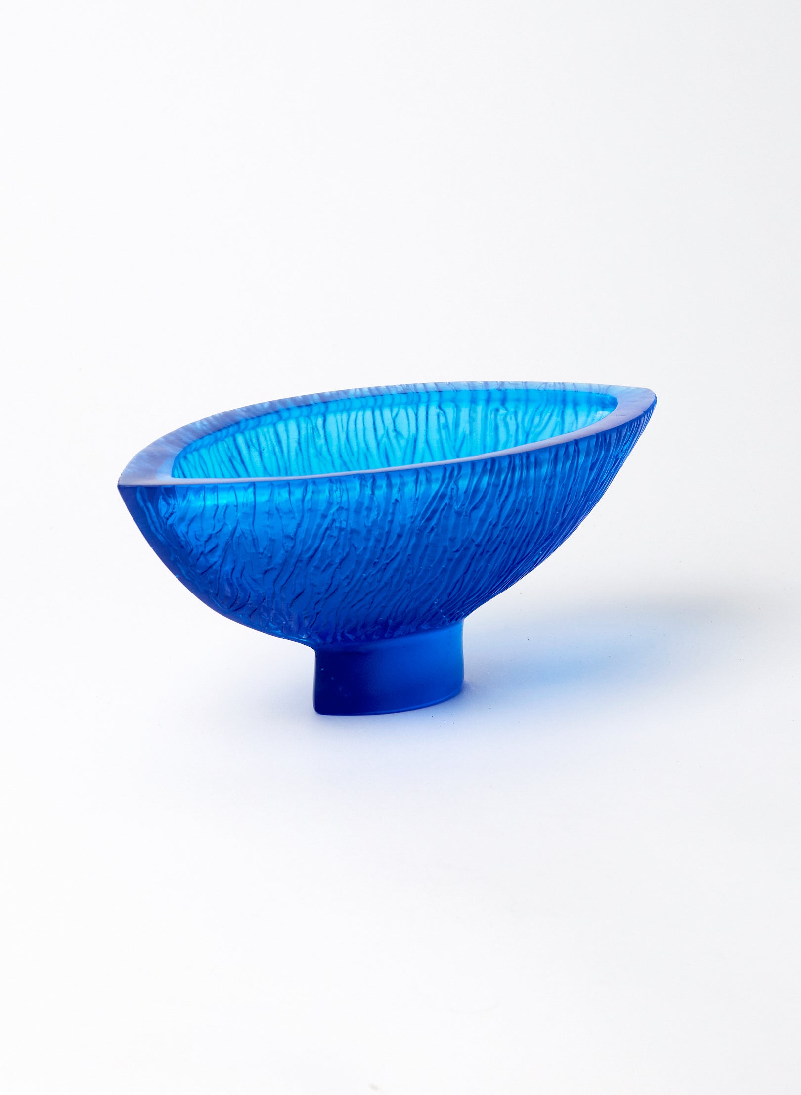Lead Crystal Aquamarine - Carved Bowl Series