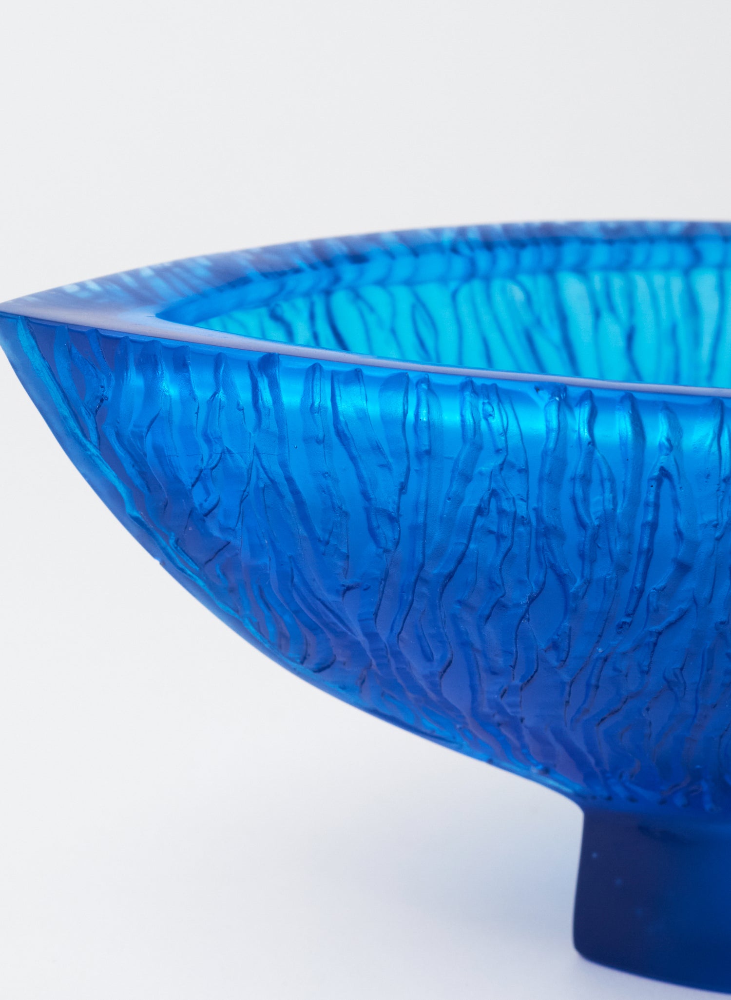 Lead Crystal Aquamarine - Carved Bowl Series
