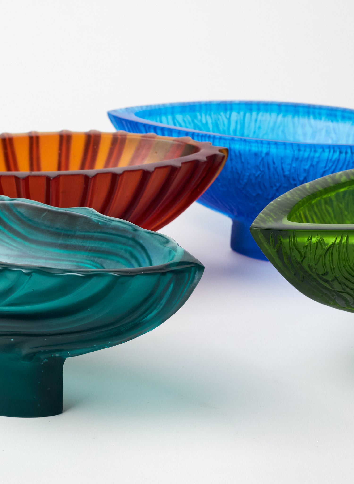 Lead Crystal Aquamarine - Carved Bowl Series