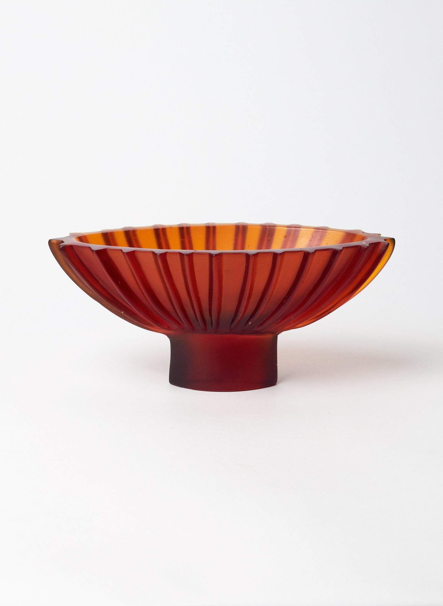 Lead Crystal Dark Orange Red - Fluted Bowl Series