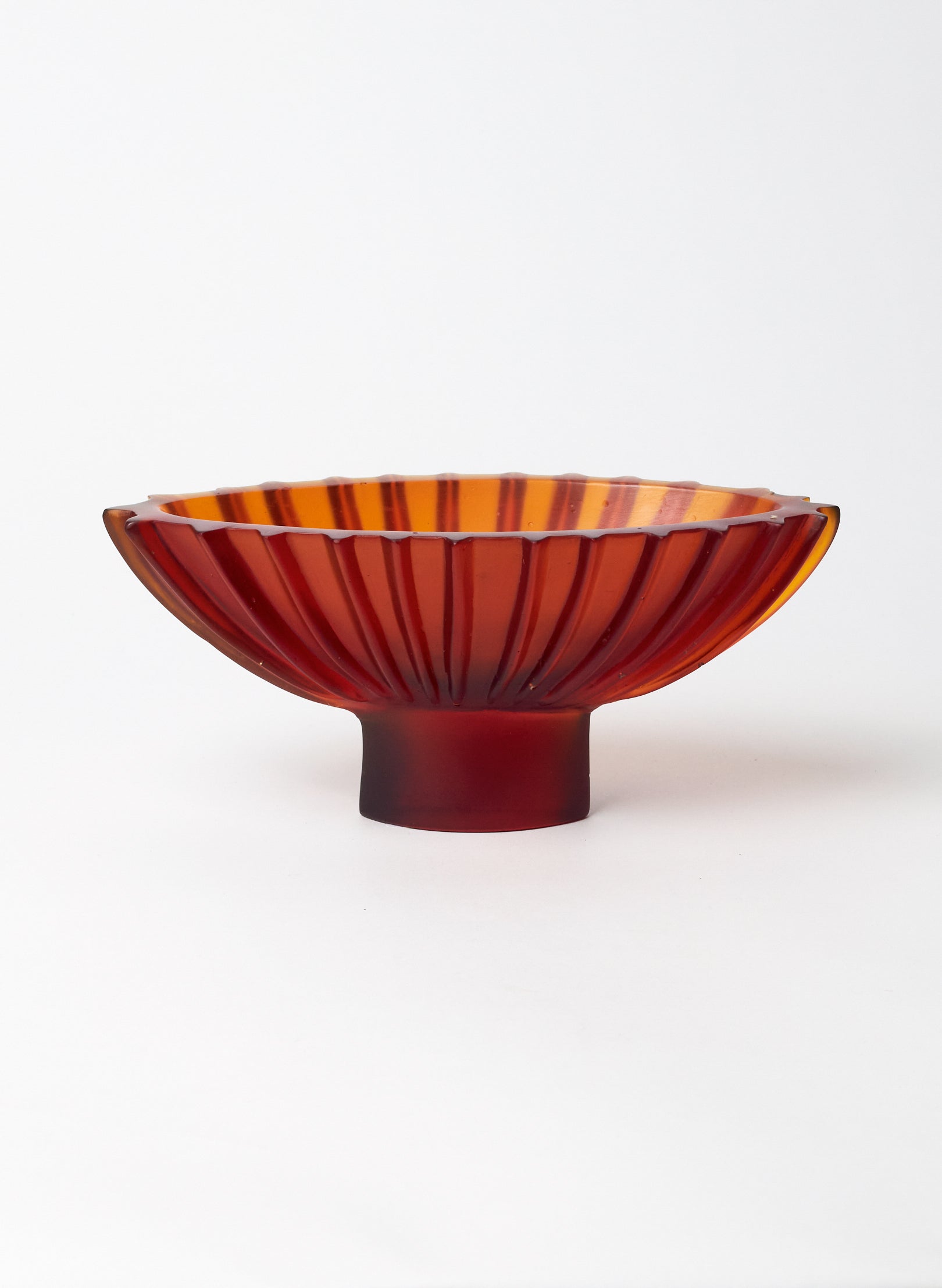 Lead Crystal Dark Orange Red - Fluted Bowl Series
