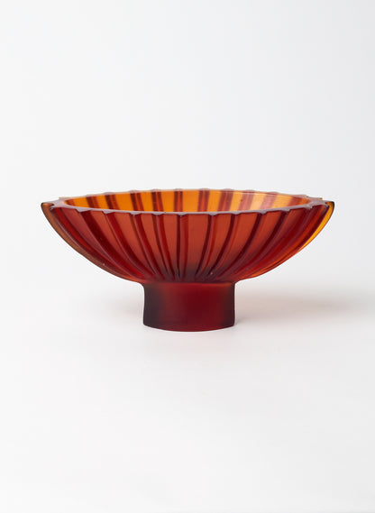 Lead Crystal Dark Orange Red - Fluted Bowl Series