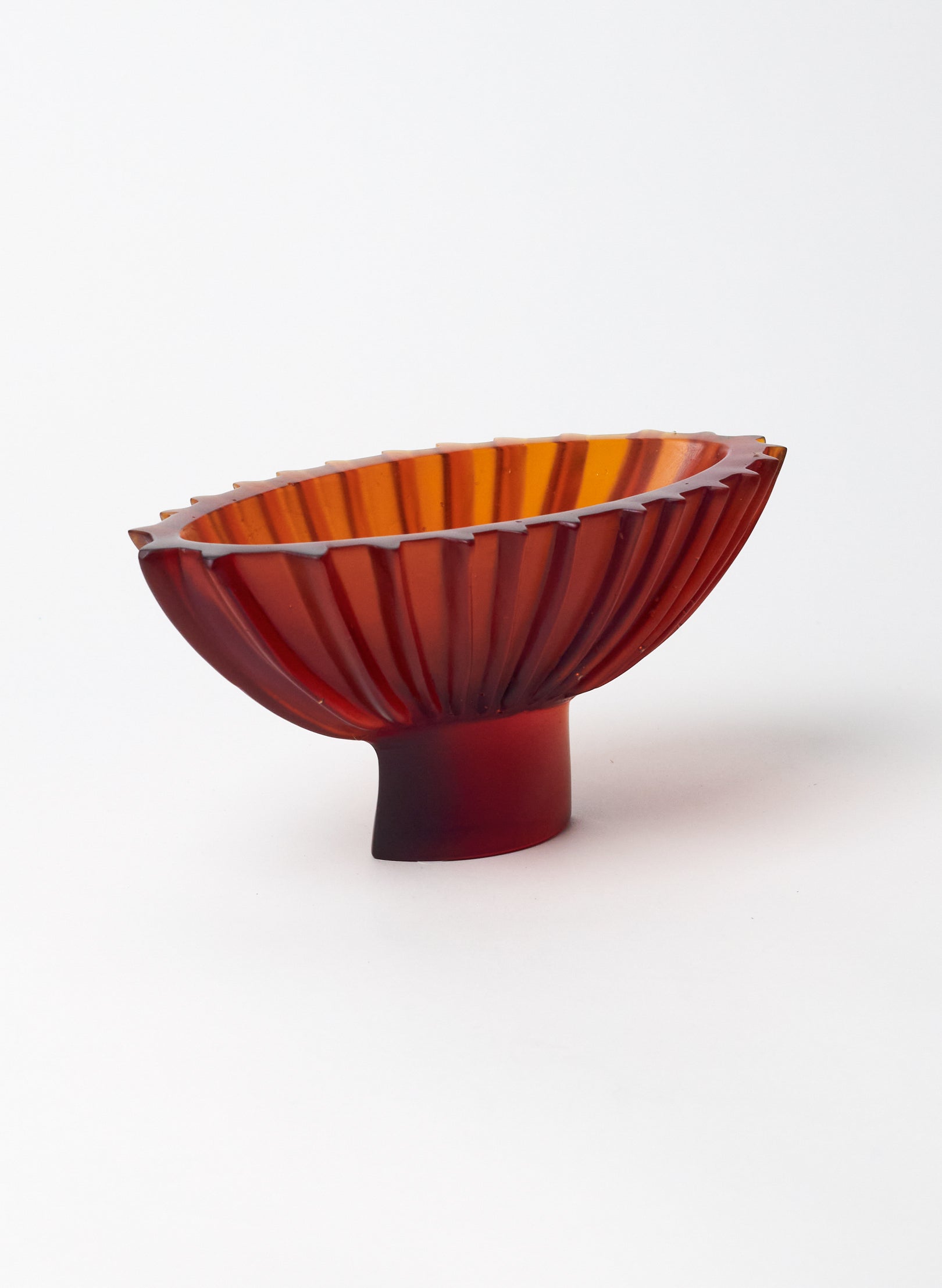 Lead Crystal Dark Orange Red - Fluted Bowl Series