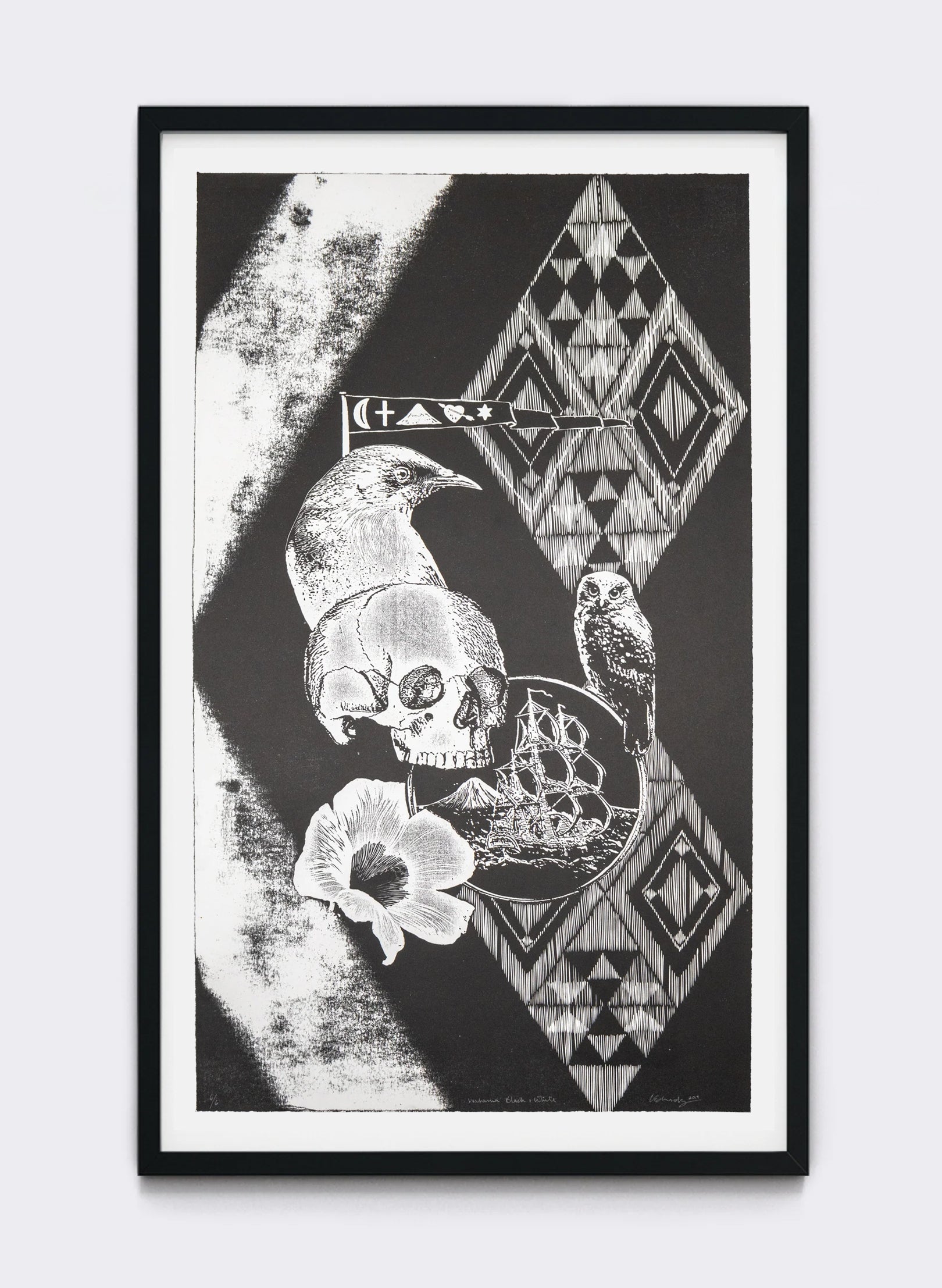 Waharua (Contact Point) - Mixed Media Print