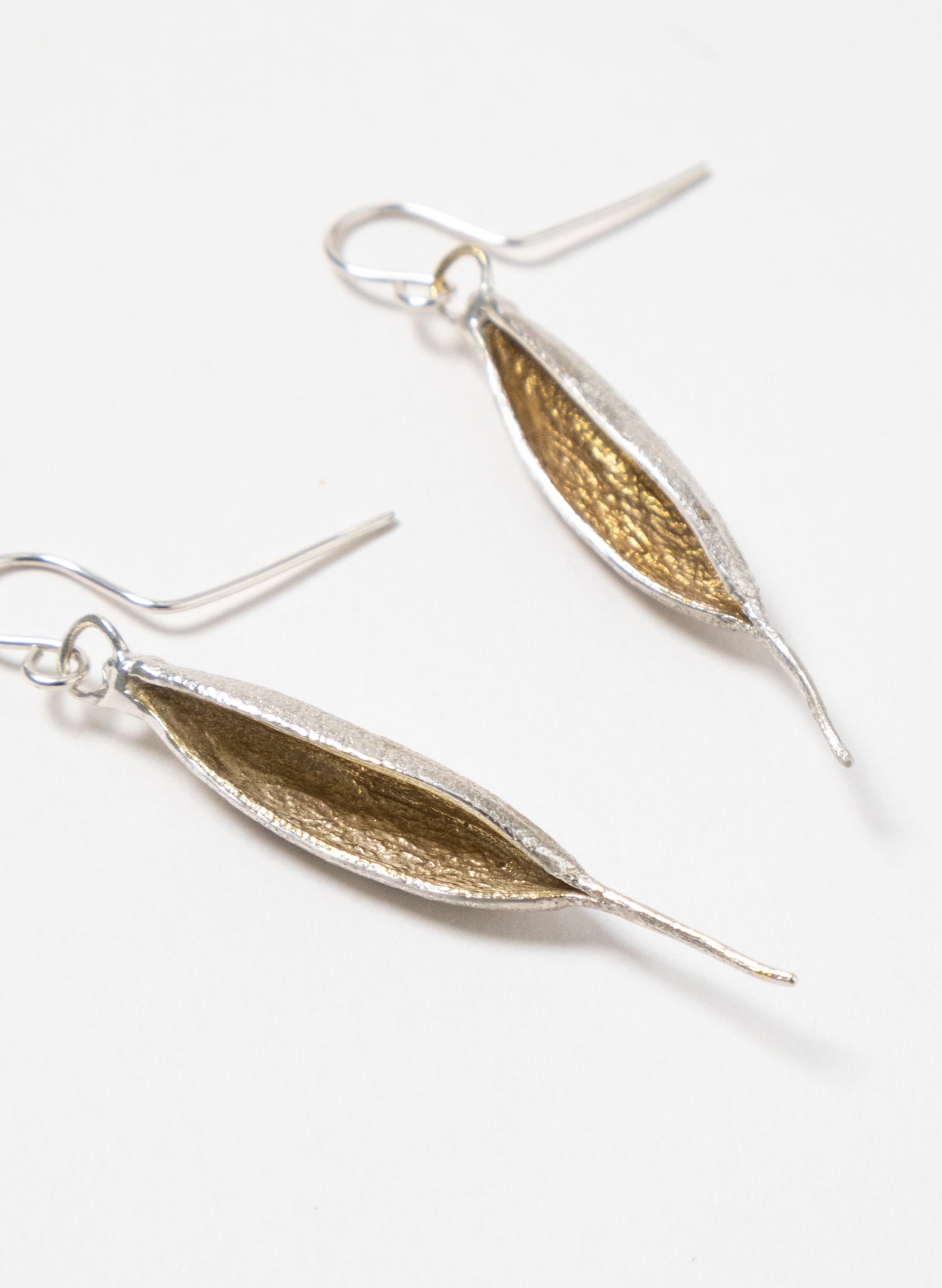 Rewarewa Earrings - Silver and Gold Inner