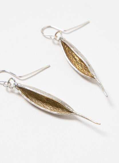 Rewarewa Earrings - Silver and Gold Inner