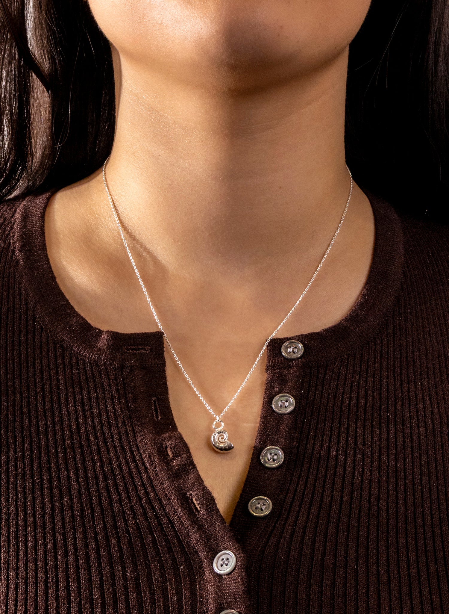 Spiral Shell Necklace - Silver