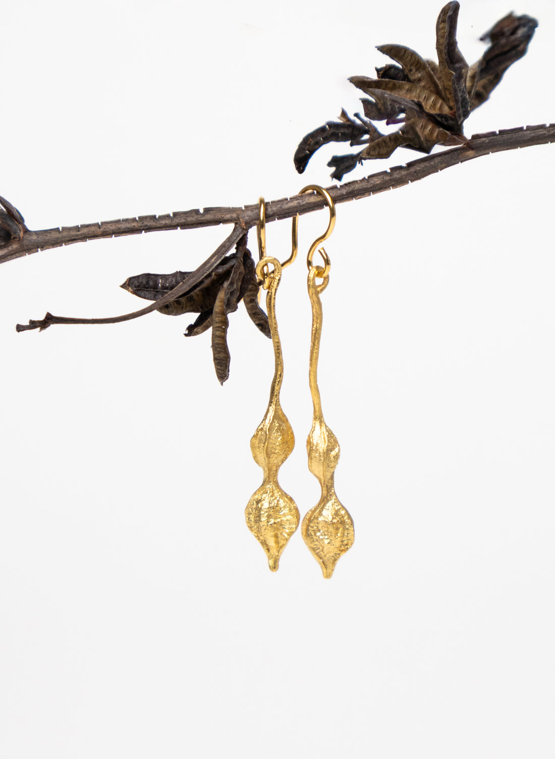 Kōwhai Drop Earrings - Yellow Gold