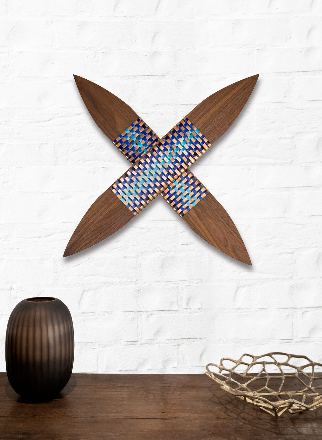 Blues And Copper Walnut Putiputi - Large