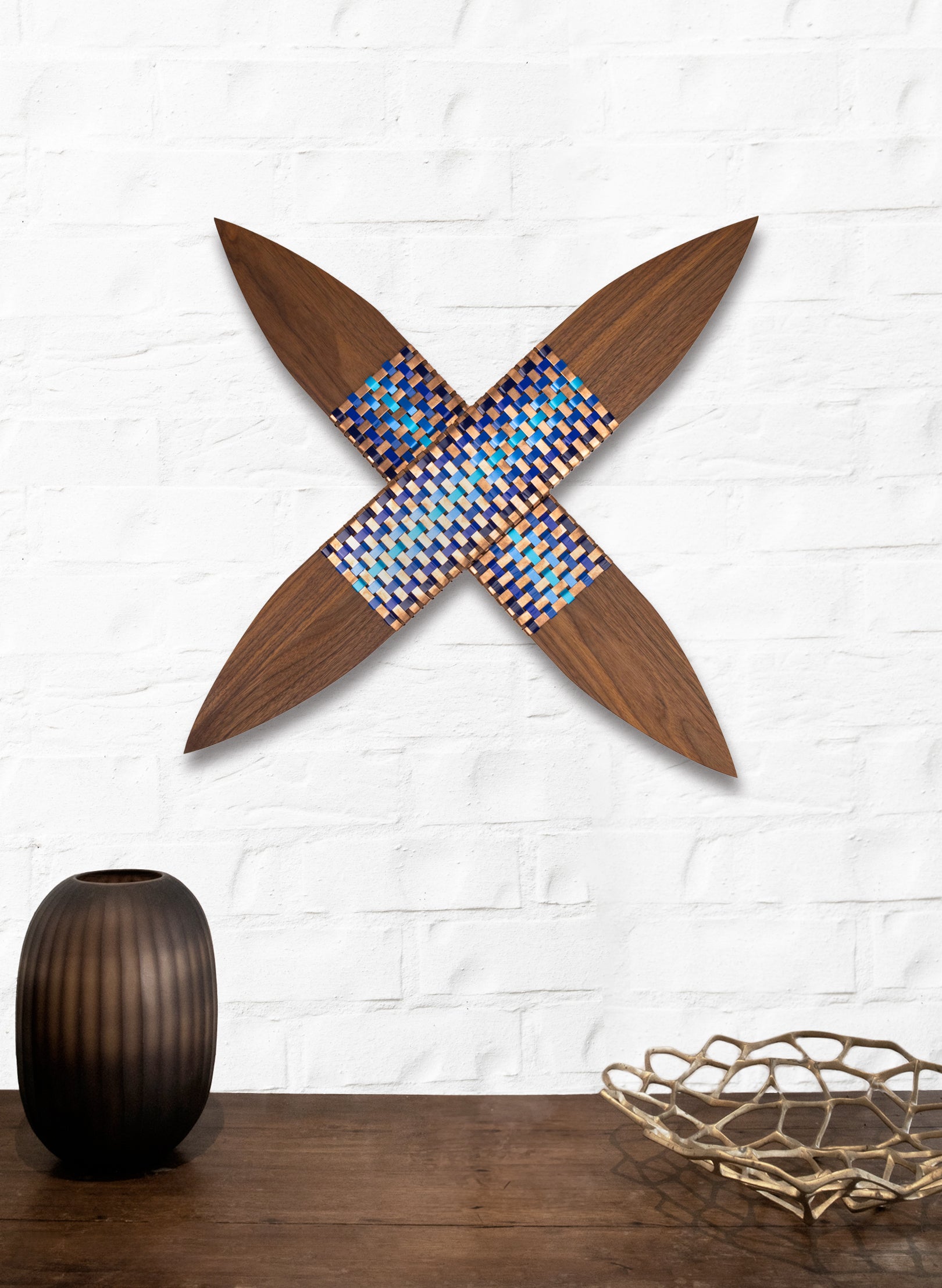 Blues And Copper Walnut Putiputi - Large