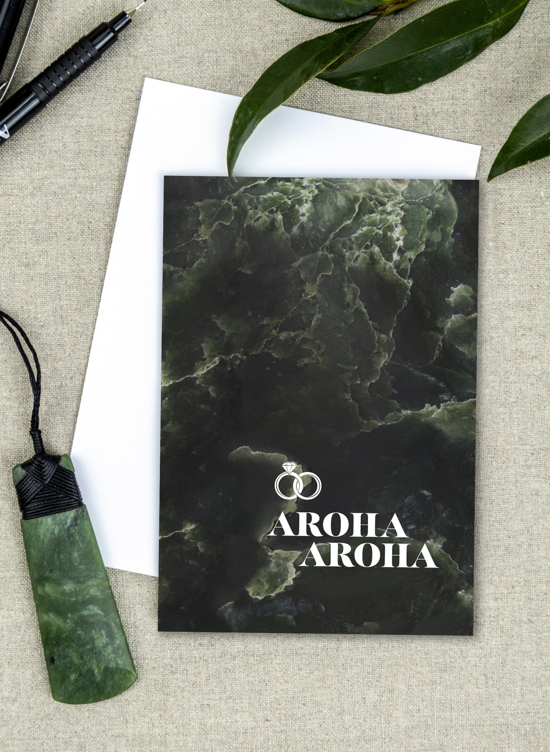 Aroha Aroha Greeting Card - Pounamu Background