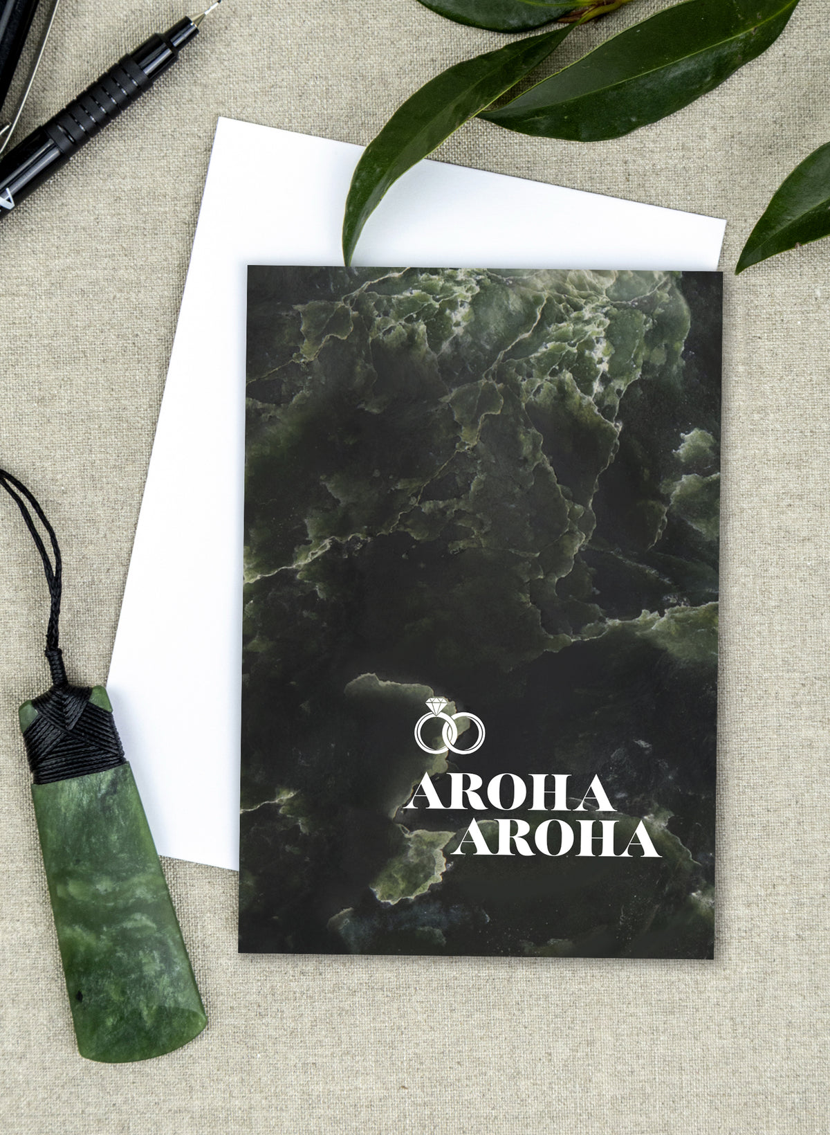 Aroha Aroha Greeting Card - Pounamu Background
