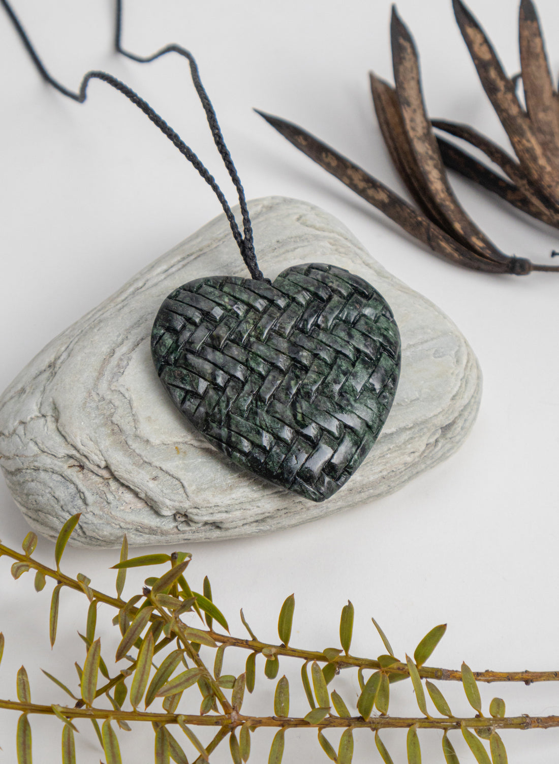 Pounamu Woven Heart Pendant