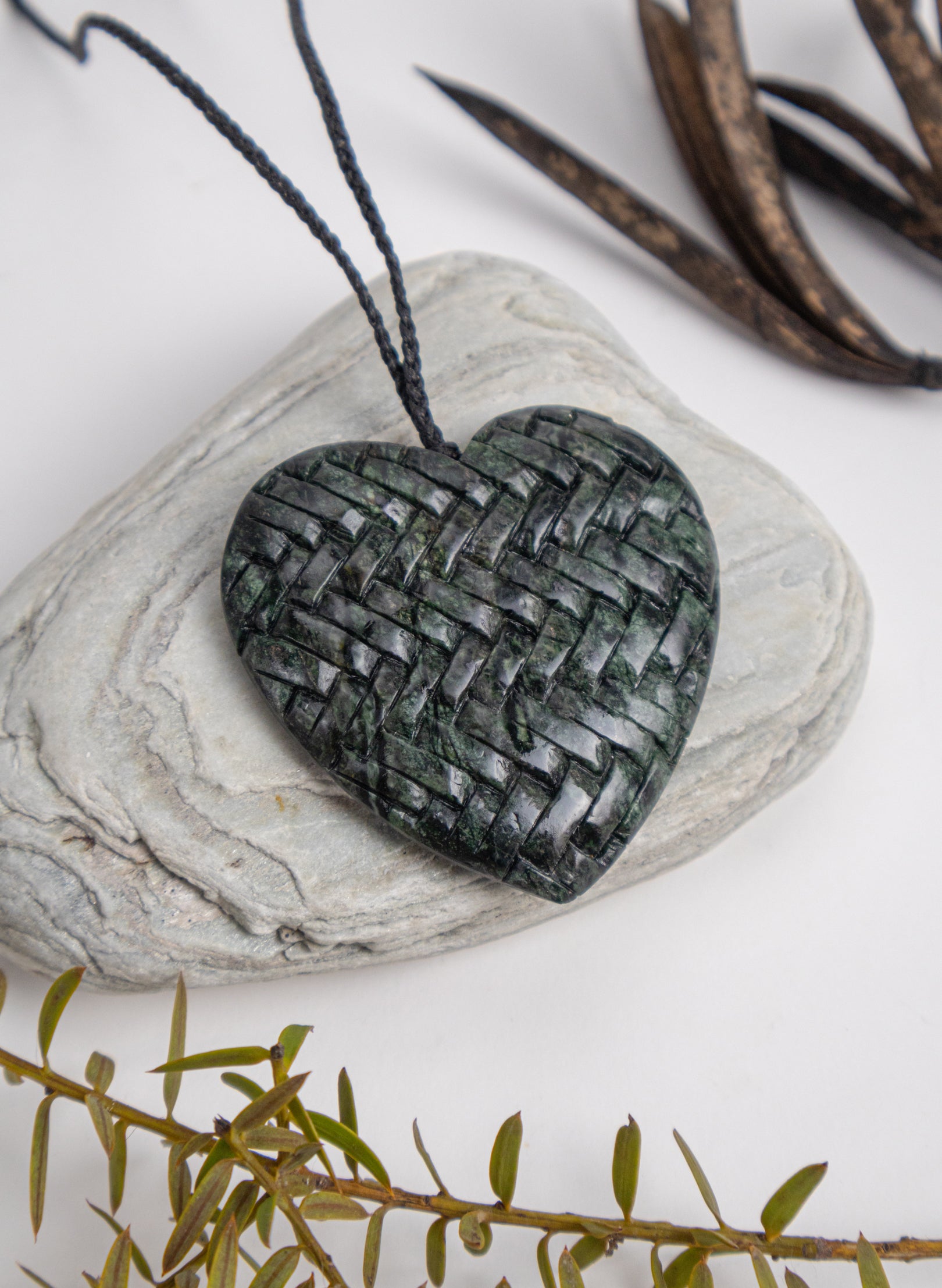 Pounamu Woven Heart Pendant