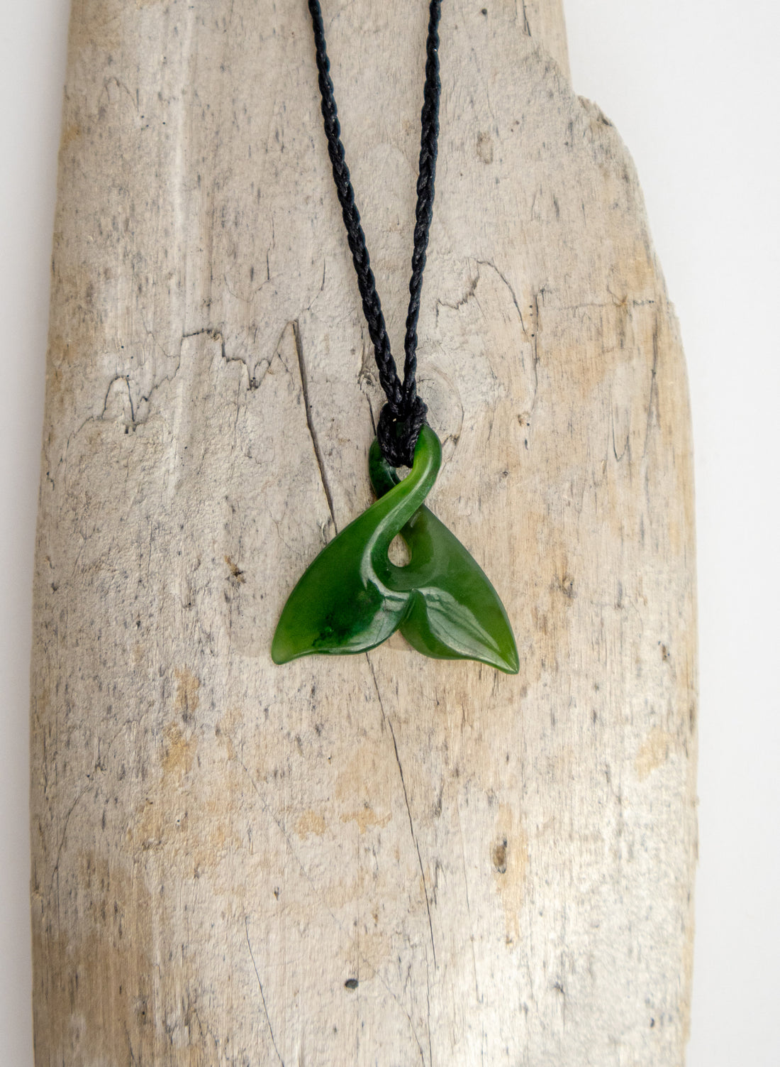 Carved Pounamu Whale Tail Pendant