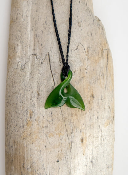 Carved Pounamu Whale Tail Pendant