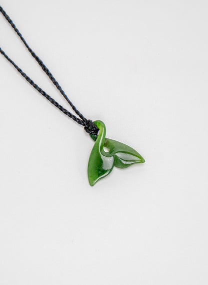 Carved Pounamu Whale Tail Pendant