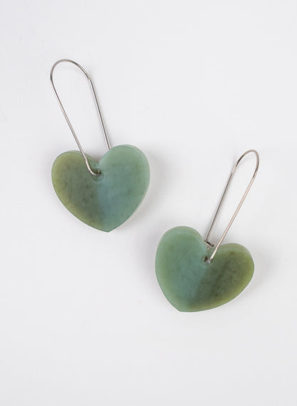 Pounamu Drop Heart Earrings