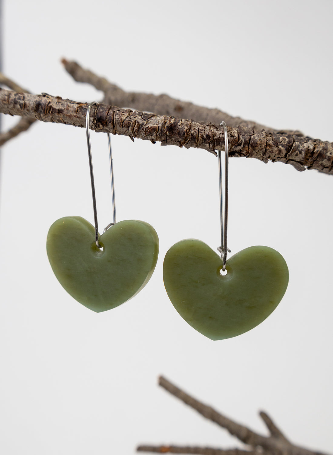 Pounamu Drop Heart Earrings