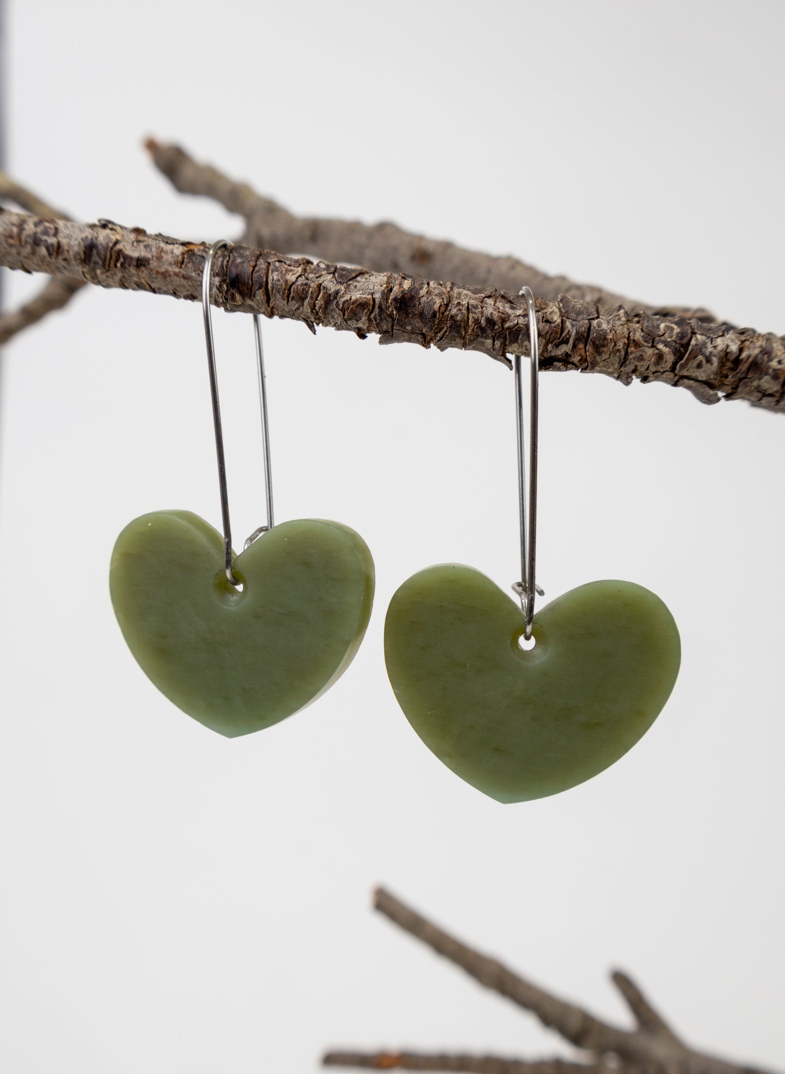 Pounamu Drop Heart Earrings