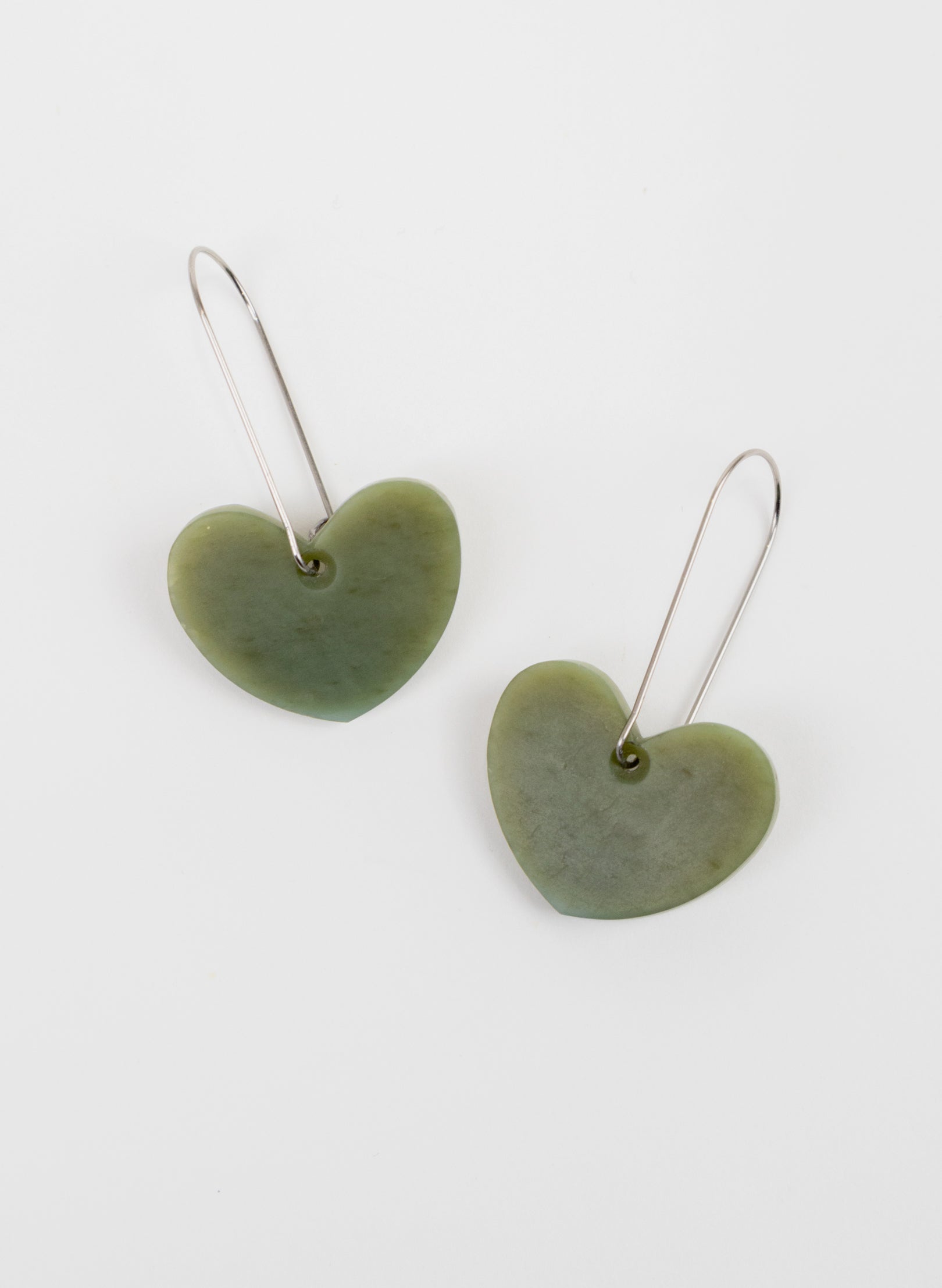 Pounamu Drop Heart Earrings