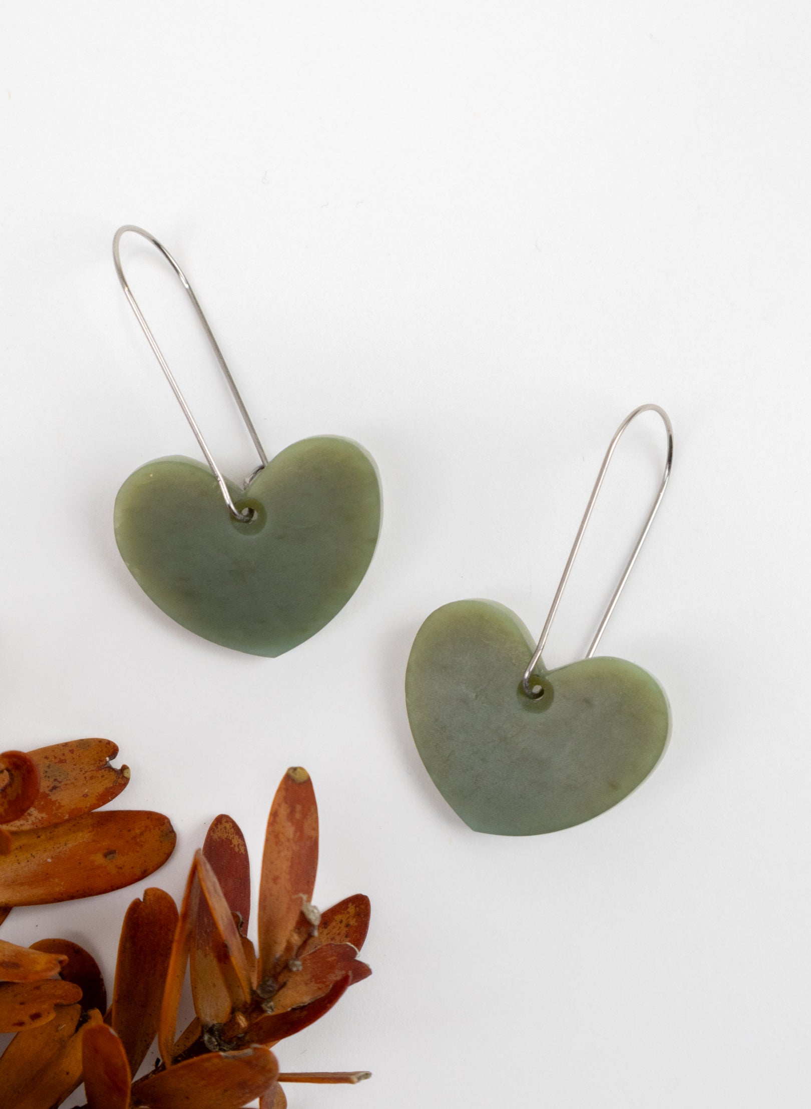 Pounamu Drop Heart Earrings