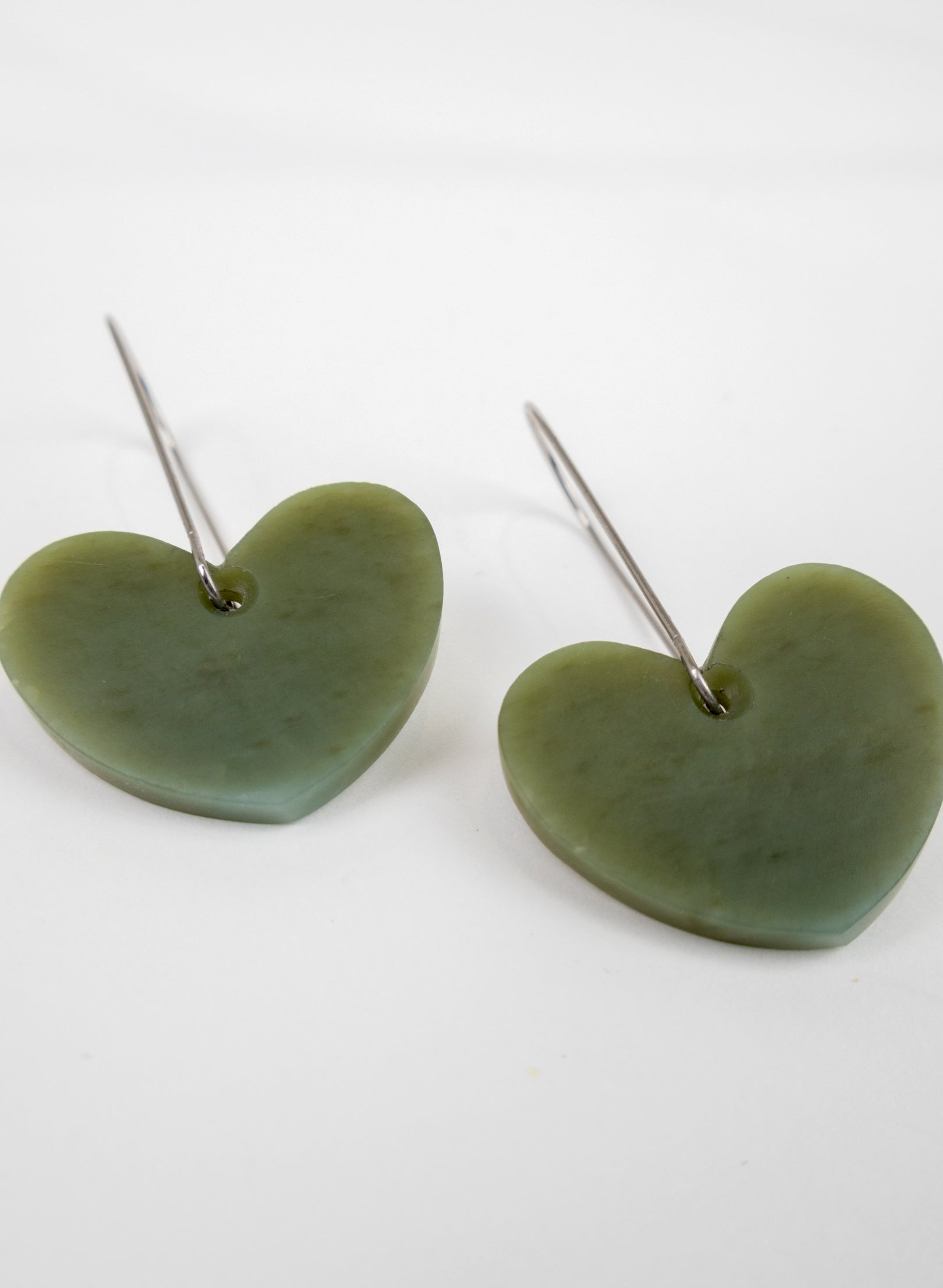 Pounamu Drop Heart Earrings