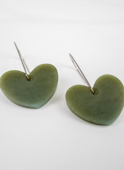 Pounamu Drop Heart Earrings