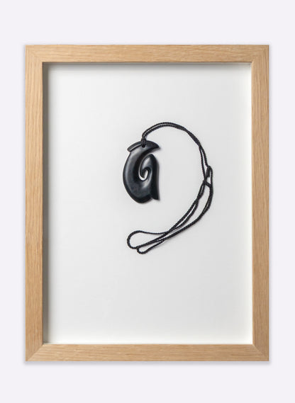Framed Pounamu Hei Matau Pendant