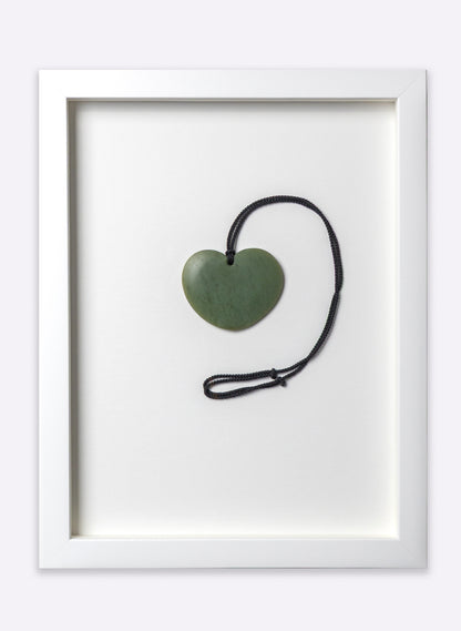 Framed Large Pounamu Heart Necklace