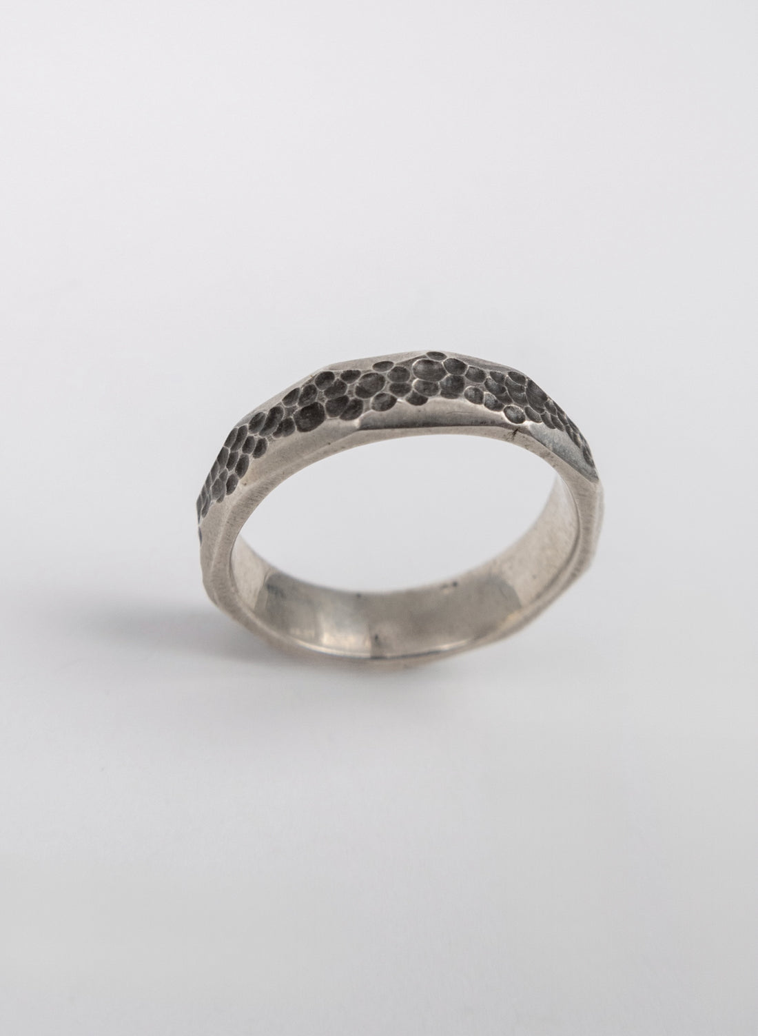 Sterling silver unisex hammer textured ring
