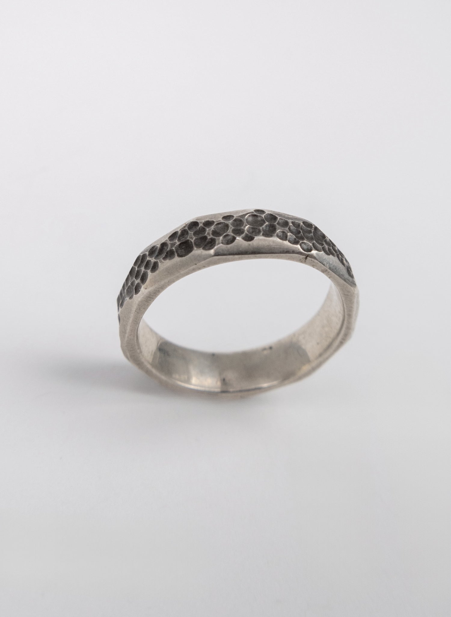 Sterling silver unisex hammer textured ring