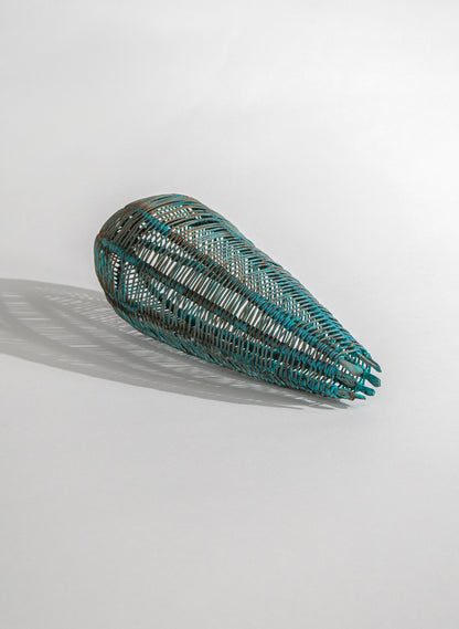Small Blue Patina Pod Sculpture