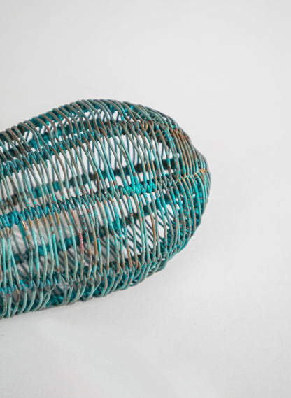 Small Blue Patina Pod Sculpture