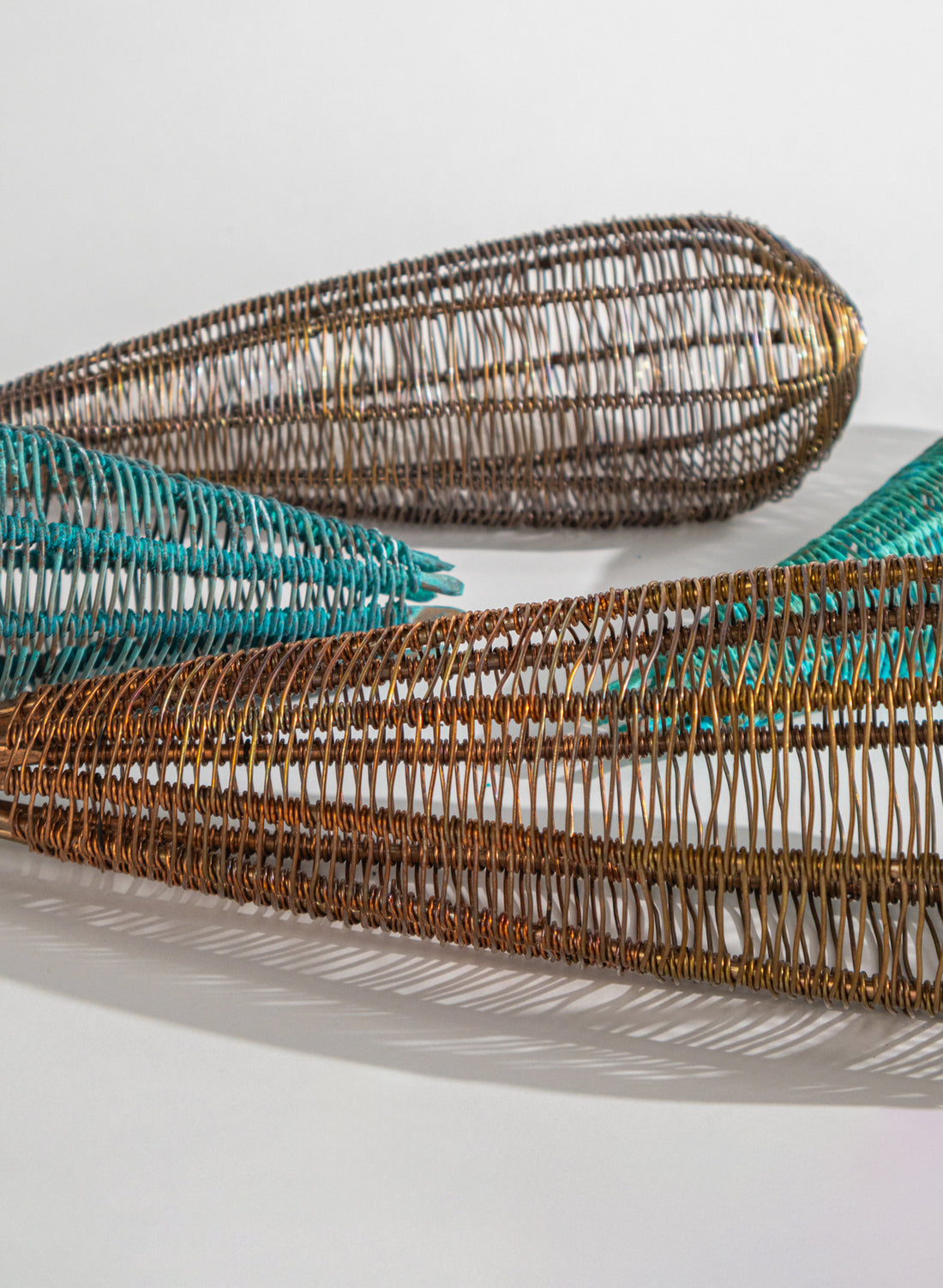 Small Blue Patina Pod Sculpture