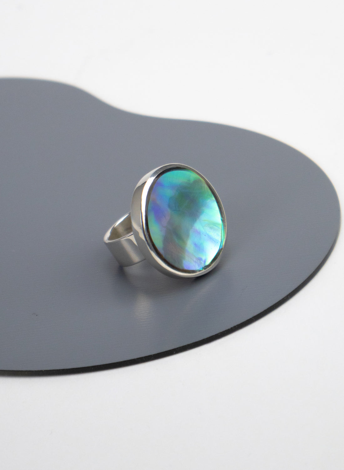 Disc Ring -  Sterling Silver &amp; Paua