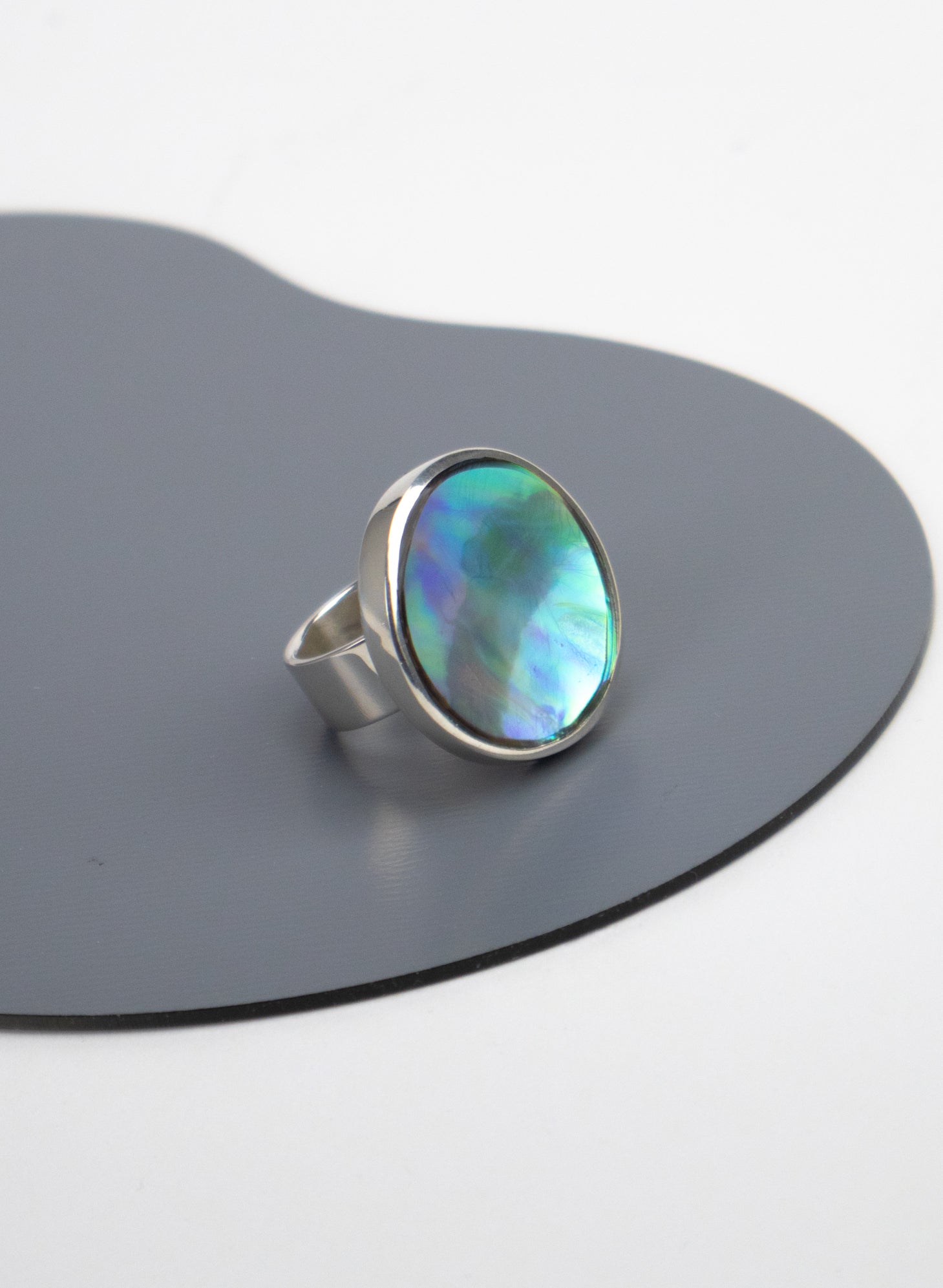 Disc Ring -  Sterling Silver &amp; Paua